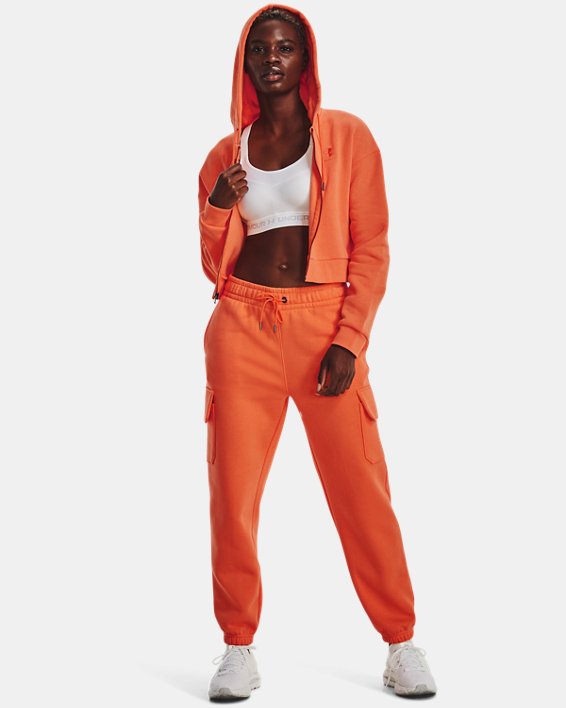 Women's UA Essential Fleece Playback Full-Zip Hoodie, Orange, pdpMainDesktop image number 2